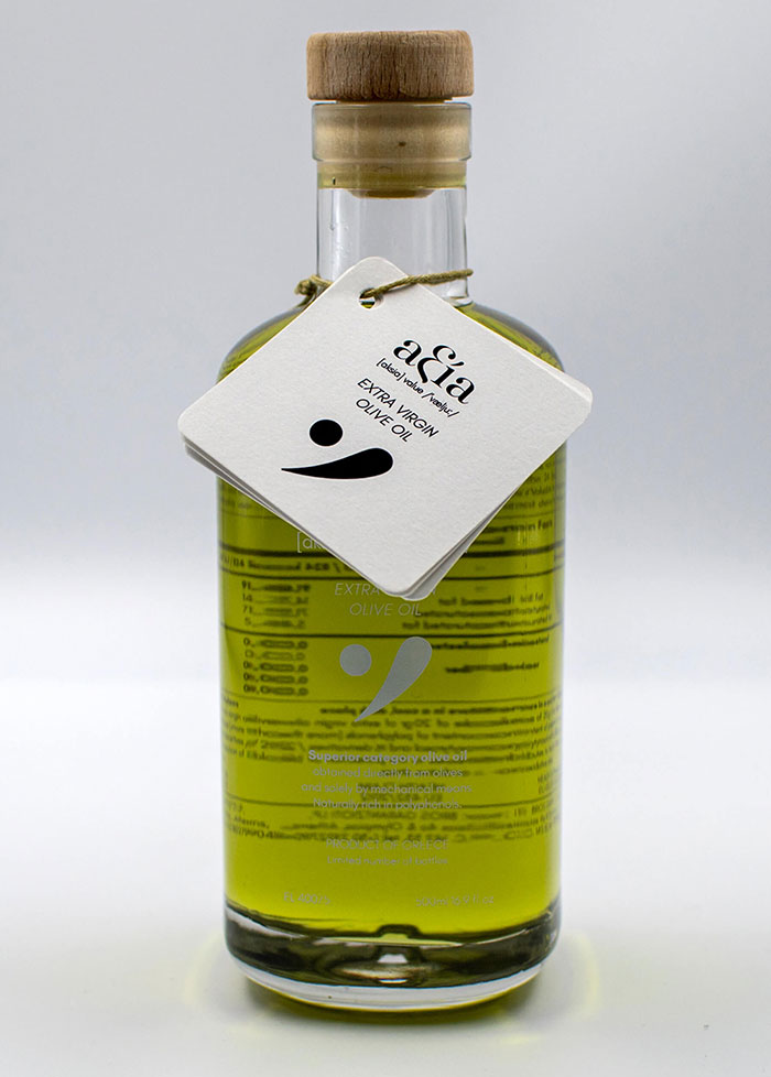 bottle vertical back virgin olive oil axia